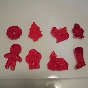 Vintage Red Acrylic Christmas Cookie Cutters